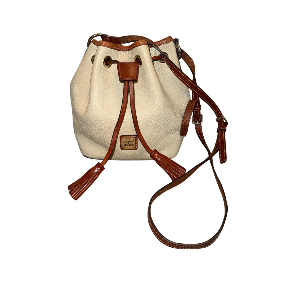 Dooney & Bourke Bucket Bag Women Small Cream Pebbled Leather Crossbody